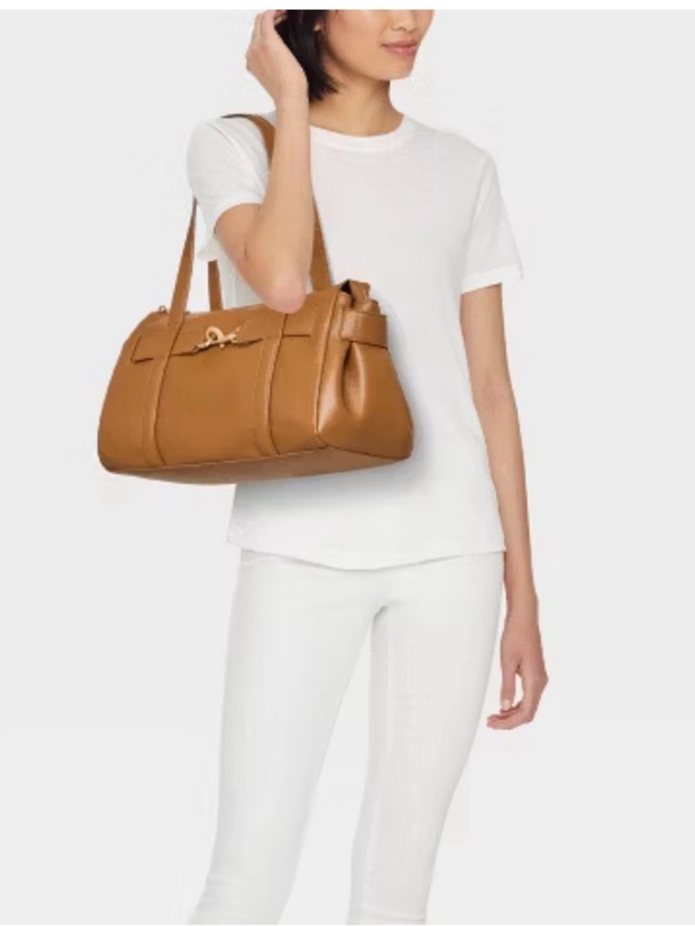 Women’s A New Day Slouchy Baguette Satchel Purse, Tan